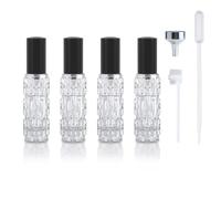 YoHyien 4 Pcs Travel Perfume Atomiser Refillable 10ml, Glass Perfume Travel Bottle, Portable Aftershave Atomiser Spray Bottle, Mini Fragrance Decanter for Handbag, Pocket, and Purse (Black)