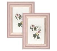 YoHyien 6x4 Vintage Photo Frames Set of 2, Distressed Shabby Chic Picture Frames with Mount for Wall Hanging, Landscape and Portrait Retro Postcard Frame for Desktop Display (Pink, 6 x 4 in)
