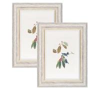 YoHyien 7x5 Vintage Photo Frames Set of 2, Distressed Shabby Chic Picture Frames with Mount for Wall Hanging, Landscape and Portrait Retro Postcard Frame for Desktop Display (White, 7 x 5 in)