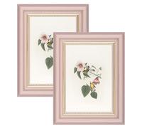 YoHyien 7x5 Vintage Photo Frames Set of 2, Distressed Shabby Chic Picture Frames with Mount for Wall Hanging, Landscape and Portrait Retro Postcard Frame for Desktop Display (Pink, 7 x 5 in)
