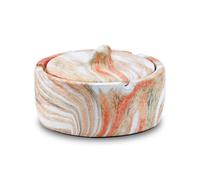YoHyien Ceramic Ashtray with Lid for Outside & Inside, Waterproof & Windproof Outdoor Ashtray for Garden, Smell Proof Cigarette Ash Tray for Home, Office, and Patio (Orange)