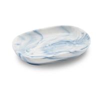 YoHyien Ceramic Soap Dish, Anti-Slip Marble Soap Dish for Bathroom, Soap Tray Dish, Soap Holder for Shower, Kitchen, and Sink, Keep Soap Dry & Easy Cleaning (Blue)
