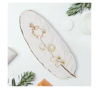 YoHyien Ceramic Trinket Dish, Feather Shaped Jewellery Dish, Decorative Ring Dish, Trinket Tray for Necklace, Bracelet, Earrings, Jewelry Dish Gifts for Women, Nana, Mother, Daughter (White)