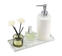 YoHyien Ceramic Vanity Tray, Bathroom Tray Organiser, Decorative Trinket Dish for Dresser, Rectangle Jewellery Plate for Cosmetics, Perfume, Soap Dispenser, Candle (Grey)