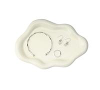 YoHyien Cloud Jewellery Dish Tray, Decorative Ceramic Trinket Dish, Vanity Tray for Cosmetic, Perfume, Trinket Tray for Ring, Necklace, Bracelet, Gifts for Girl, Women, Mother, Daughter (Cream Yellow)