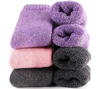 Womens Super Thick Wool Socks Thermal Warm Knitting Ladies Soft Comfort Socks for Winter(Pack of 3-5), Multicolor