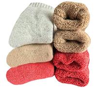 Yoicy Womens Super Thick Wool Socks Thermal Warm Knitting Ladies Soft Comfort Socks for Winter(Pack of 3-5), Multicolor
