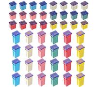 Yoiilnz 48 pc Automotive Fuse Combination Low and Tall/Standard JCASE Box Shaped Assortment Fuse Kit for Ford, Chevy/GM, Nissan, and Toyota Pickup Trucks, Cars and SUVs (Assortment)