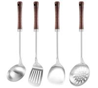 Yoiimiya 4 Wok Spatula and Ladle, Skimmer Ladle Tool Set, 17Inches Stainless Steel Wok Spatula