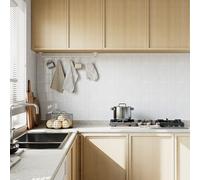 Yoillione Peel and Stick Tiles Kitchen: Self Adhesive Tiles Stickers for Walls - 5 Sheets Waterproof Thick White Large Splashback for Bathroom