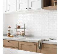 Yoillione Upgrade Self Adhesive 3D Metro Subway Wall Tiles - Pearl White Thick Peel and Stick Tiles, 10 Sheets