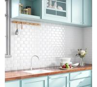 Yoillione Upgrade Self Adhesive 3D Metro Subway Wall Tiles - White Thick Peel and Stick Tiles, 10 Sheets