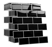 Yoillione Upgrade Thicker Peel and Stick Wall Tiles Backsplash for Kitchen and Bathroom, Metro Subway Tiles Self Adhesive Tile Stickers 3D Stick on Splashback Black, 5 Sheets