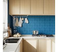 Yoillione Upgrade Thicker Peel and Stick Wall Tiles Backsplash for Kitchen and Bathroom, Metro Subway Self Adhesive Stickers 3D Stick on Tiles Splashback Grey (10, 4 Grid Dark Blue)