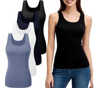YOIOWVY 4-Pack Tank Tops for Women Vest Top Basic Undershirt UK Sleeveless Leisure Workout Multipack Tops