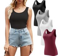 YOIOWVY 4-Pack Tank Tops for Women Vest Top Basic Undershirt UK Sleeveless Leisure Workout Multipack Tops