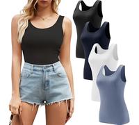 YOIOWVY 4-Pack Tank Tops for Women Vest Top Basic Undershirt UK Sleeveless Leisure Workout Multipack Tops