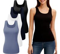 YOIOWVY 4-Pack Vest Tops Women UK Tank Tops for Women Basic Undershirt Sleeveless Leisure Workout Multipack Tops