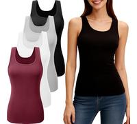 YOIOWVY 4-Pack Vest Tops Women UK Tank Tops for Women Basic Undershirt Sleeveless Leisure Workout Multipack Tops