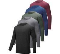 YOIOWVY Men's Long Sleeve T-Shirts Sun Protection UPF50+ Gym Sport 3/5/7Pcs | Polyester lightweight & breathable. Quick-dry wicking,flat seams,4-way stretch.Great for running,hiking,fishing & outdoor