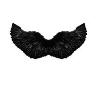 Yoisdtxc Adult Angel Wings Deluxe Feather Wings with Elastic Straps Halloween Costume Accessory for Men Women (A Black, One Size)