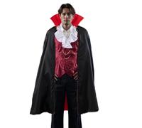 Yoisdtxc Adult Men Devil Vampire Halloween Dracula Costume (A-Black, 3XL)