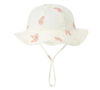 Yoisdtxc Baby Summer Soft Top Bucket Hat, Sun Protection Baby Wide Brim Bucket Hat, Adjustable Chin Strap (A-Pink Bunny, 0-12 Months)