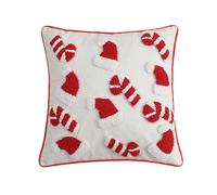 Yoisdtxc Christmas Pillow Covers 3D Sewing Candy Cane Christmas Hat Patterns Cushion Covers Lumbar Pillow Cases for Sofa, Couch, Bed (Red, 45cm*45cm)