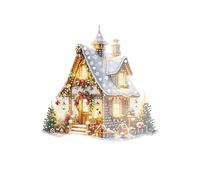 Yoisdtxc Christmas Village House Desktop Ornament Cute Christmas Figures Buildings Landscape Decor (Multicolor 1, S)