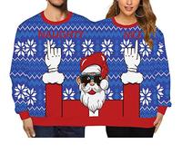 Yoisdtxc Double Ugly Christmas Couple Sweaters Siamese Twins Pullover 3D Printed Funny Couple Sweatshirt (A-Purple, One Size)