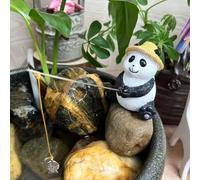 Yoisdtxc Fishing Frog Garden Statue Funny Sitting Panda Figurine Lawn Ornament Decorations for Indoor Outdoor Display (Panda, One Size)