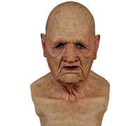 Yoisdtxc Halloween Realistic Latex Masks, Old Man Old Lady Silicone Mask for Adults, Cosplay Costume Mask Party Props with Scary Wrinkle (Bald Grandpa 2)