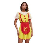 Yoisdtxc Halloween Women Creepy Clown Costume Adult Circus Freakshow Scary Killer Clown Dress Cosplay for Costume Party (Yellow, S)
