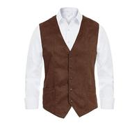 Yoisdtxc Men V-Neck Suit Vest Button Up Curved Hemline Sleeveless Dress Vest Slim Fit Waistcoat (A-Camel, M)