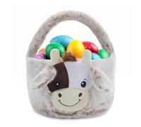 Yoisdtxc Plush Easter Basket Highland Cow Basket for Kids Egg Hunting Bags Candy Buckets Storage Bag with Plush Handle (Cow)
