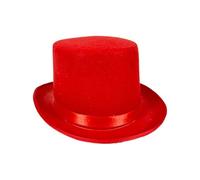 Yoisdtxc Top Hats for Adults Tall Large Black Satin Top Hat with Red Band Magician Gentleman Costume Accessory Tuxedo Deluxe (Red, 31cm*27cm)