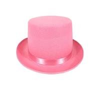 Yoisdtxc Top Hats for Adults Tall Large Black Satin Top Hat with Red Band Magician Gentleman Costume Accessory Tuxedo Deluxe (Pink, 31cm*27cm)