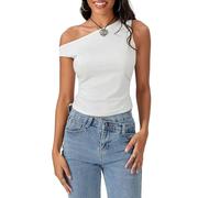 Yoisdtxc Trendy Queen Womens Sleeveless Off The Shoulder Tops Shirts Going Out Crop Tank Tops Slim Fitted Y2K Summer Outfits 2024 (WHITE, M)