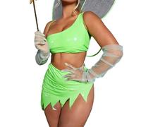 Yoisdtxc Women Halloween Forest Fairy Costume Dress Sexy Fairy Tale Princess Fairy Dress with Wings Fancy Halloween Party (Green E, L)