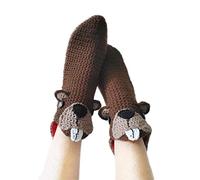 Yoisdtxc Women Men Funny Animal Socks - Novelty Alligator Floor Sock, Creative 3D Knit Shark and Winter Crocodile Design (Adult, One Size, Ba Brown Beaver)