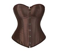 Yoisdtxc Women Satin Waist Corset, Bustier Overbust Top Body Shaping Retro Tight Vest for Weight Loss/Body Shaping (Brown, S)