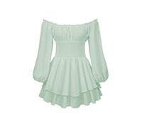 Yoisdtxc Women's Retro Fairy Lace Mini Skirt Off Shoulder Backless Ruffles Solid Color Y2K Tube Top Dress Street Wear (C-Green, M)