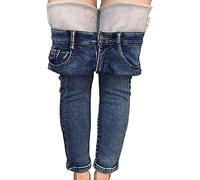 Yoisdtxc Women's Solid Color Fleece Lined Jeans Winter Adult High Belt Pocket Leggings Slim Fit Plus Fleece Warm Thick Pants (A-Light Blue, M)