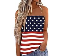 Yoisdtxc Womens Tube Tops Strapless Striped Tanks Backless Sexy Casual Bandeau Sleeveless Shirts Summer Casual Tank Tops (Ba Blue Red White, S)