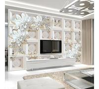 YOITS Custom 3d Wall Murals Wallpaper Wall Painting Stereoscopic Relief Jewelry Flowers 3d Living Room Tv Backdrop Mural (W) 380×(H) 240CM