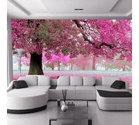 YOITS Photo Wall Paper 3D Romantic Cherry Tree Tv Background Home Wallpaper Decor Living Room Sofa Wall Mural Wallpaper Murales （W） 400×（H） 250CM