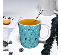 YOIUE Funny Coffee Mug - 11Oz Cups 330ml - Colored Mug Cup - Gift for Birthday,Work,Office,Airplanes in The Sky Pattern,White Printed Coffee Cupgift