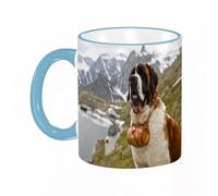 YOIUE Funny Coffee Mug - 11Oz Cups 330ml - Colored Mug Cup - Gift for Birthday,Work,Office,Animal Dog Alpine Rescue Dog Neck with Small Barrel Belle Saint-Bernard,White Printed Coffee Cupgift
