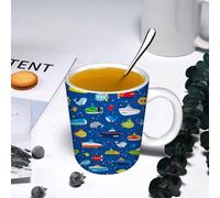 YOIUE Funny Coffee Mug - 11Oz Cups 330ml - Colored Mug Cup - Gift for Birthday,Work,Office,Boys Submarines and Whales,White Printed Coffee Cupgift