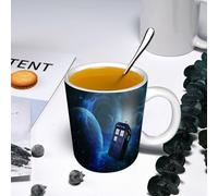 YOIUE Funny Coffee Mug - 11Oz Cups 330ml - Colored Mug Cup - Gift for Birthday,Work,Office,British Police Box. A Classic Blue Vintage British Police Public Call Box.,White Printed Coffee Cupgift